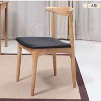 北歐創意實木椅子咖啡廳奶茶店靠背餐椅原木桶椅簡約總統椅牛角椅