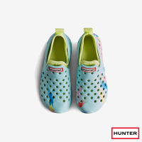 HUNTER - 童鞋-小童花紋洞洞水鞋-藍色/檸檬黃