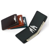 DIKEDAKU Vintage RFID Mens Wallet Short Cow Leather Card Dollar Wallet Genuine Leather Purse Solid Note Compartment