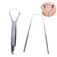 2 Pcs Stainless Tongue Scraper Cleaner Bad Breath Removal Oral Care Tools Fresh For Hygiene