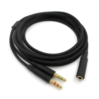 Kabel Sambungan Audio Permainan 2-dalam-1, 3.5mm, untuk HyperX Cloud II / Alpha / Cloud Flight /