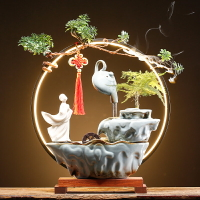 新中式創意陶瓷噴泉循環流水噴泉辦公室客廳懸壺擺件客廳開業禮品