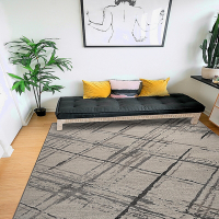 【Fuwaly】交織地毯-200x290cm現代格紋短絨機織地毯( 圖形 線條 大地毯 客廳 臥室 床邊毯 起居室)