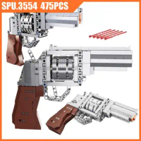 475pcs Military Revolver Revolving Pistol Gun Weapon 5 Bullets Army Boy Building Blocks Toy Brick