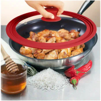 Frying Pan With Lid Glass Lid Wok Pan Lids Cover for Frying Pan Covers 28-30-32cm Glass Round Pan Lid Silicone Glass Pan Covers