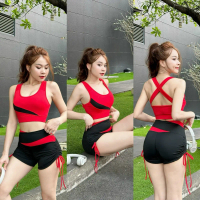 Bộ đồ tập bra dây xéo quần cạp xéo phối màu Tập Gym Sport Thể Dục HT