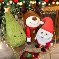 Christmas Tree Plush Toys Santa Pillow Soft Reindeer Stuffed Animal Cute Birthday Plushie Gifts Christmas Gift For Kids