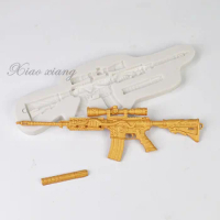 Gun Shape Silicone Molds For Baking 3D Sniper Rifle Fondant Soap Epoxy Resin Casting Mould For Jewelry Baking Cake Tools M2135