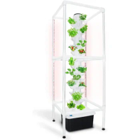 Sjzx Hydroponics Growing System | Indoor Vertical Tower Garden 2.0 with Double Layer 8 Sections LED Timed Grow Light