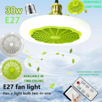 1pc 2 In 1 LED Mini Fan Light Ceiling Light LED Bead E27 Screw Port Fan Light Suction Pendant Light Remote Control Bedroom Light