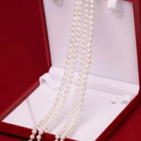 8mm-10mm Nanyang mother of pearl pearl necklace decorated round white shell pearl pearl sweater chain send mom