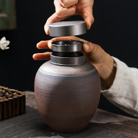 上安堂密封陶瓷茶葉罐小號便攜家用粗陶茶盒包裝大號存茶罐茶桶缸