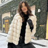 Fur Coat Women White Fur Coat Womens Genuine Leather Coat Winter Fur Jackets For Women Luxury Short Rabbit Fur Jacket For Women