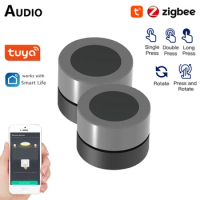 Tuya ZigBee Smart Knob Switch Wireless Scene Switch Button Controller Click Trigger Automation Works with Smart Life App Control