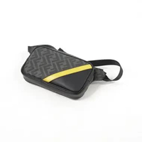 Tas FENDI FF DIAGONAL YELLOW BLACK SQUARE LEATHER WAIST BAG 100% ORIGINAL 23X12X4CM