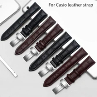 Leather strap for Casio OCEANUS BESIDE-MAN BEM-506L-7AV 501 550 527 MDV106 bracelet 18/20/22mm Universal men's watchband black