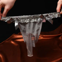 Lingerie Thongs Pantys Shorts Underpants Transparent Stocking Fabric Men's Thong Sexy Low Waist Plus Size Panties