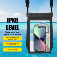 IPX8 กันน้ำโทรศัพท์เคสว่ายน้ำถุงน้ำที่เป็นสากลที่ครอบคลุมกระเป๋าอุปกรณ์ป้องกันใต้น้ำสำหรับ 8.2 '' ปุ