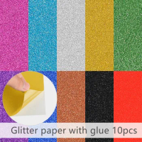80gsm A4 Colorful Glitter Paper with Glue DIY Cover Handmade Craft Paper Gift Packaging Decoration Paper scrapbook decor