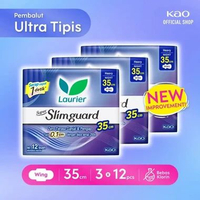 Laurier Super Slimguard Flexi Tech Pembalut Wanita Night Wing [35 cm x 12 s]  - triple pack