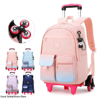 Kanak-kanak sekolah troli beg galas beg untuk kanak-kanak perempuan kalis air Shool beg kanak-kanak Rolling beg sekolah beroda beg galas pada roda