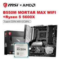 AMD Ryzen 5 5600x R5 5600X CPU+MSI MAG B550M MORTAR MAX WIFI Motherboard Set Socket AM4 DDR4 128G Gamer Mainboard placa mae kit