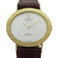 【二手名牌BRAND OFF】Rolex 勞力士 紅棕色錶帶 18黃K金 Cellini 自動上鍊 腕錶 4081