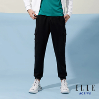 【ELLE ACTIVE】男款 經典運動休閒束口褲-黑色(EA24S2M3401#99)