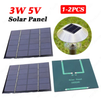 1-2PCS 3W 5V Solar Battery Charger Panel Polycrystalline Solar Cell Plate For Outdoor Camping Power Bank Phone Home Lighting