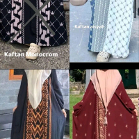 Kaftan Rayon Daily Premium Motif Estetik Elegan Bahan Adem Nyaman Kaftan Monocrom & Kaftan Aisyah
