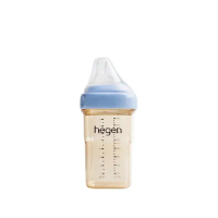【hegen】金色奇蹟PPSU多功能方圓型寬口奶瓶 240ml - 沁藍(單入)