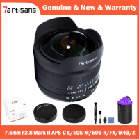 7artisans 7.5mm f2.8 Mark II Wide Angle Fisheye Lens for Sony E Fuji XF Nikon Z Micro M4/3 Canon EOS-M M50 Canon RF Cameras