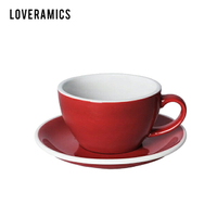 【LOVERAMICS 愛陶樂 】Egg 拿鐵咖啡杯盤組 200ml Red 紅色