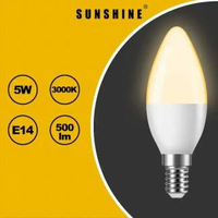 陽光 - LED燈膽(無尾磨砂椒膽) - 5W / E14細螺頭 / 黃光3000K #LED蠟燭燈膽 #LED燈泡 (LCANE-5E14W)