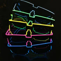 Novel Mosaic LED Glasses Wireless LED Light-up Glasses Glow in the Dark for Rave Party Funny Neon Rave Shades Flashing
