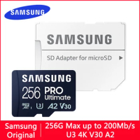 SAMSUNG PRO Ultimate Micro SD Card 128gb SD Memory Card U3 4K V30 A2 Memory TF Card 512GB 256GB High Speed 200M/s For Camera