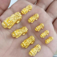 1pcs Pure 999 24K Yellow Gold Lucky 3D Gold Pixiu Transfer Beads Dragon Son For Man Women Baby Fine Jewelry
