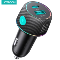 Joyroom 60W 2-in-1 Fast Car Phone Charger PD 30W QC3.0 30W PPS 25W Type C USB Car Lighter Charger Adapter for iPhone Samsung