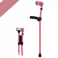 Foldable Fracture Support Crutch Lightweight Adjustable Underarm Double Crutches with Comfortable Elbow Design