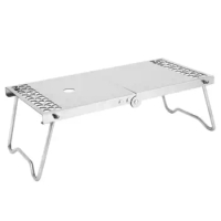Outdoor Camping Table Stove Barbecue Shelf Folding Cooking Grill Beach Table Portable Picnic Table Camping Furnace Table