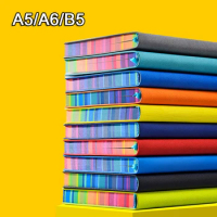 A6/A5/B5 Leather Notebook With Colored Edges Lined Papers Diary Notepad Memo Planner Portable Stylish Office Notebooks