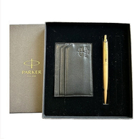 派克 PARKER 記事系列 JOTTER XL 原子筆+真皮名片夾禮盒組香檳金
