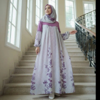 Dania Gamis Anak Perempuan Mode Malay Umur 3-13 Tahun Set Kerudung Bahan Ceruty BabyDoll Size 3-4 hi