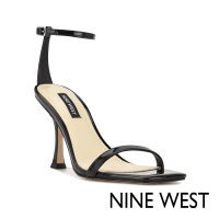 NINE WEST YESS3 一字帶繞踝方頭細跟涼鞋-黑色