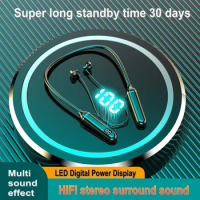 Bluetooth 5.3 Earphones Wireless Headphones Magnetic Sport Neckband Neck-hanging TWS Earbuds Wireless Blutooth Headset with Mic