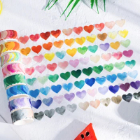 100 Pcs/roll Colorful Heart Shape Washi Tape Masking Tape Decorative Decals Diy Petal Stickers For Scrapbooking Diary Planner