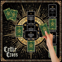 Altar Cloth  Velvet Tarot Card Tablecloth  Celtic Crosses Printed Divination Cloth for Reading  Blac