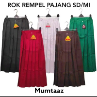ROK SD PANJANG SD/MI full rempel anak perempuan merah,coklat,putih,hitam,hijau bahan famatex tebal a