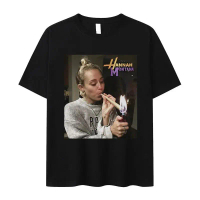 Áo thun unisex in hình Miley Cyrus hút thuốc hài hước, phong cách vintage, dáng oversized cotton, ph
