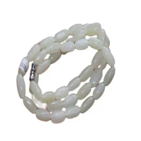 Natural Seeds Hetian Jade Seed Carved White Beads Jade Necklace